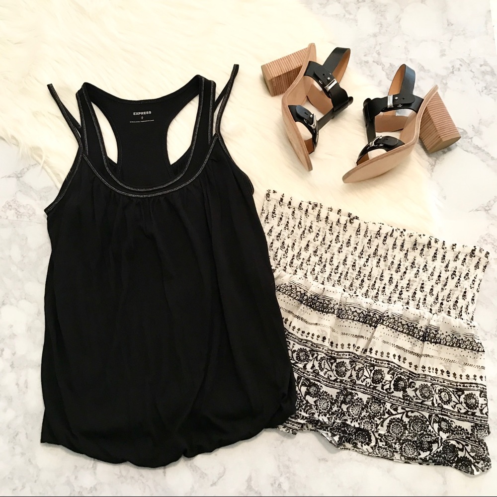 E X P R E S S : Black Layered Stretch Bubble Tank - image 1